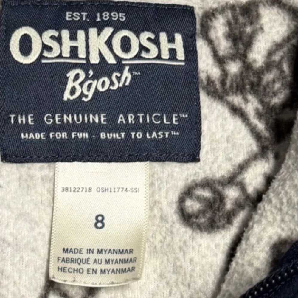 OshKosh Bgosh Kids Gray Fleece Astronaut Print Full Zip Jacket Size 8 Space Spt.